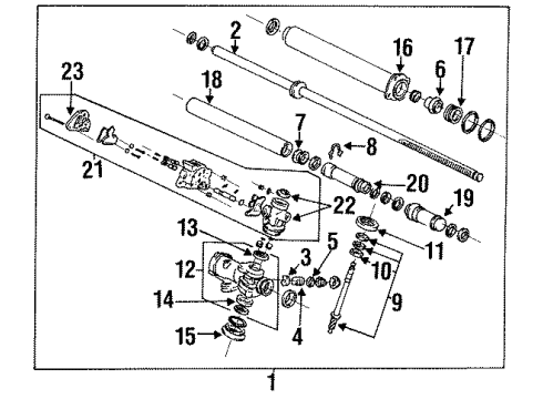 1995 Acura Legend Steering Column & Wheel, Steering Gear & Linkage Rack Assembly, Power Steering Diagram for 53601-SP0-A04