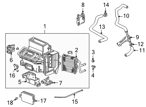 2002 Acura CL Heater Core & Control Valve Motor Assembly, Air Mix Diagram for 79160-S0K-A01