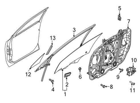 2021 Kia Sorento Front Door Run-Fr Dr WDO Glass Diagram for 82531P2001