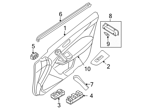 2010 Nissan Maxima Power Seats Switch Assy-Power Window, Assist Diagram for 25411-9N00C