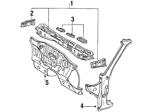 1988 Toyota Tercel Cowl Dash Panel Diagram for 55101-16280