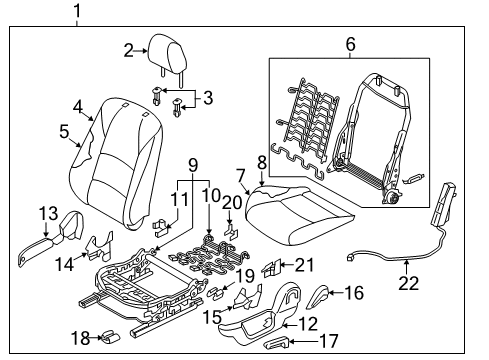 2018 Toyota Yaris iA Driver Seat Components Headrest Guide Diagram for 71930-WB001