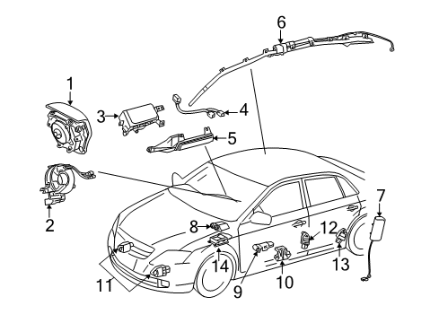 2011 Toyota Avalon Air Bag Components SDM Module Diagram for 89170-07230