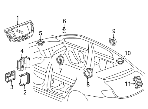 2019 Buick LaCrosse Sound System Mount Bracket Diagram for 84092755