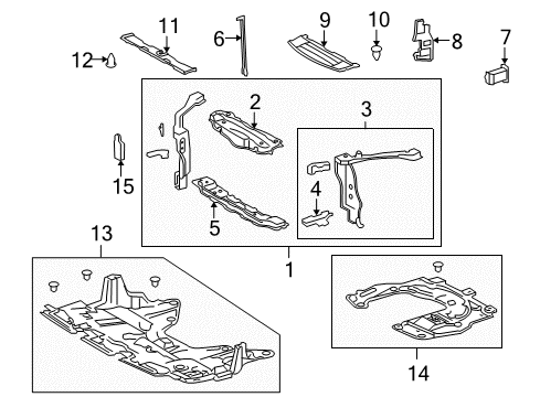 2012 Lexus LS600h Radiator Support Brace, Hood Lock Support Diagram for 53205-50060