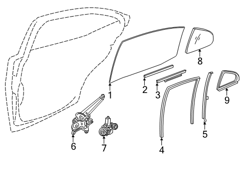 2019 Lexus IS300 Rear Door Bar Sub-Assembly, Rear Door Diagram for 67407-53040