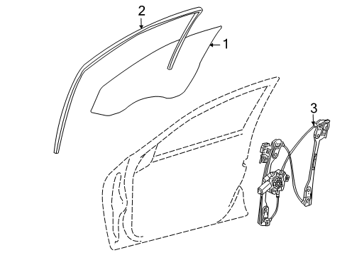 2006 Chrysler 300 Front Door - Glass & Hardware Channel-Front Door Glass Diagram for 5065033AD