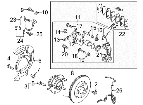 2017 Hyundai Elantra Front Brakes Piston-Front Disc Brake Diagram for 5811233000