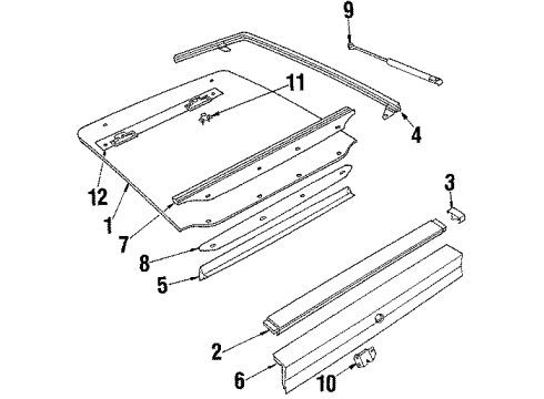 1987 Pontiac Sunbird Lift Gate Support, Rear Compartment Lid Strut Diagram for 20531377