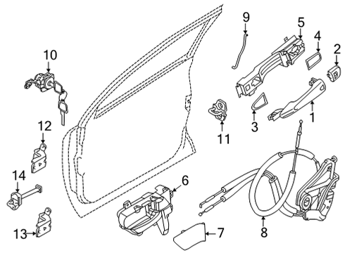 2021 Nissan Rogue Lock & Hardware Grip-Outside Handle, Rh Diagram for 80640-6RA1B