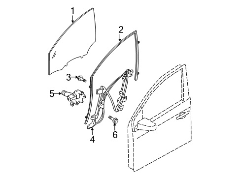 2009 Nissan Sentra Front Door Nut Diagram for 01225-N002U