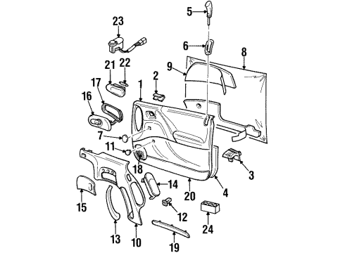 1998 Cadillac Catera Interior Trim - Front Door Switch Asm, Outside Rear View Mirror Remote Control Diagram for 90363307