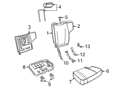 2002 Ford Explorer Sport Rear Seat Components Seat Cushion Pad Diagram for 1L2Z-9863840-BA