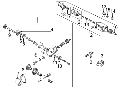 Diagram for 1996 Nissan Pathfinder Carrier & Front Axles 