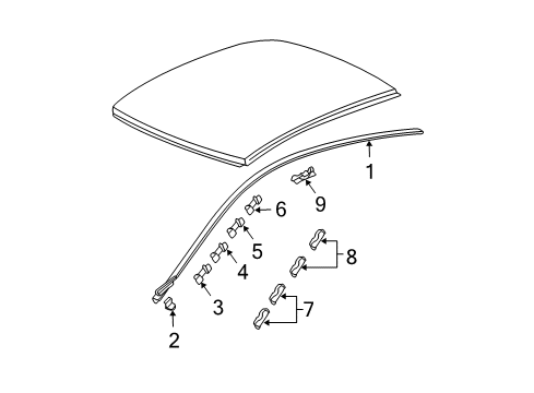 2008 Acura TL Exterior Trim - Roof E-Clip, Driver Side Windshield Diagram for 73165-SEP-A41