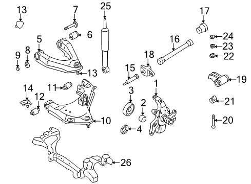2004 Nissan Xterra Front Suspension Components, Lower Control Arm, Stabilizer Bar, Locking Hub ABSORBER Kit - Shock, Front Diagram for 56110-1Z626