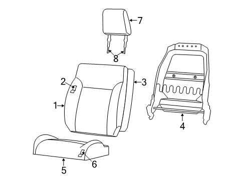 2010 Dodge Nitro Front Seat Components Frame-Front Seat Back Diagram for 68067889AA