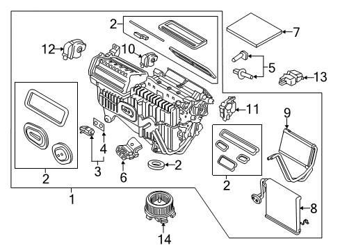 2017 Ford Edge HVAC Case Case Assembly Diagram for K2GZ-19B555-AB