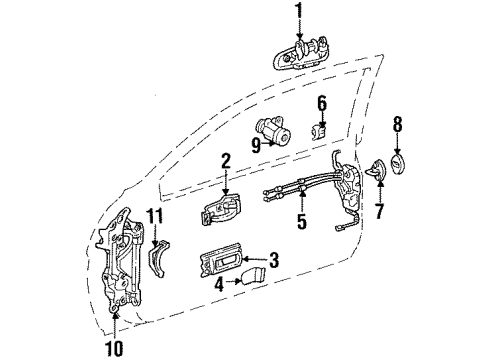 1998 Lexus SC400 Front Door Hinge Assy, Front Door, LH Diagram for 68720-24031