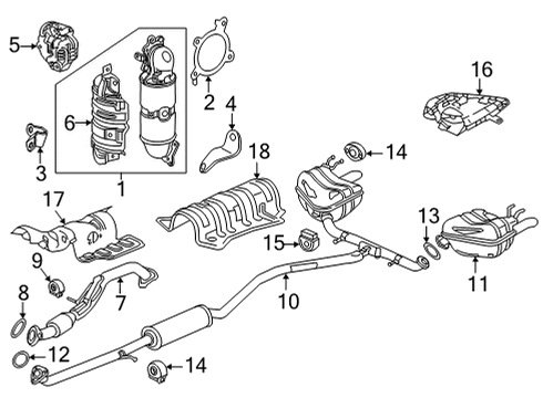 2022 Honda Civic Exhaust Components MUFFLER, L- EX Diagram for 18305-T47-A51