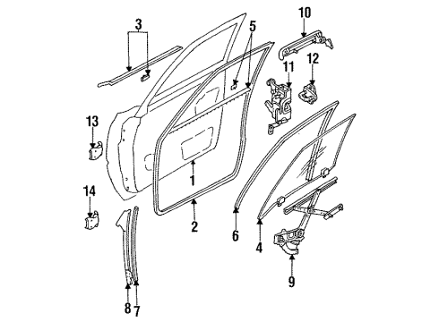 1986 Nissan Sentra Front Door Rubber Glass Diagram for 80330-07A62