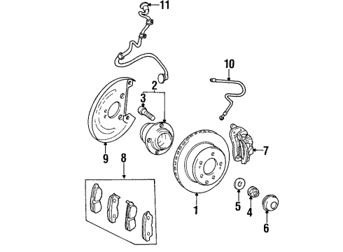1997 Hyundai Tiburon Brake Components Shoe & Lining Kit-Rear Brake Diagram for 58305-29A00
