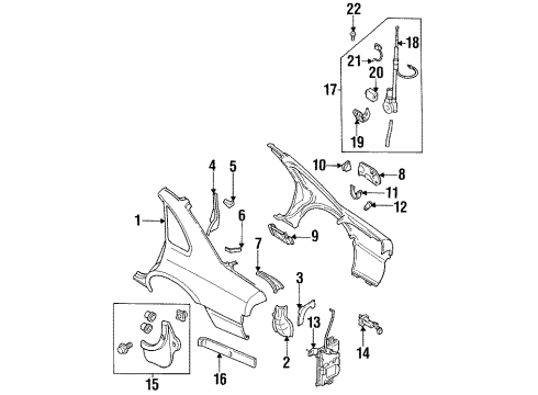 1995 Infiniti Q45 Quarter Panel & Components Base-Filler Lid Diagram for 78120-60U15