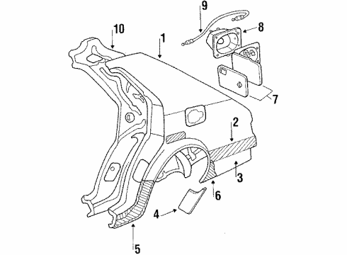1987 Hyundai Excel Quarter Panel & Components Housing-Fuel Filler Door Diagram for 81541-21100