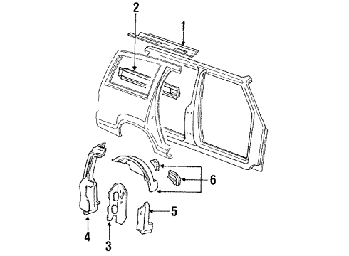 1992 Ford Explorer Inner Structure - Quarter Panel Wheelhouse Diagram for F87Z7827887AA