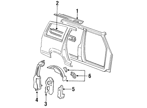 1992 Ford Explorer Inner Structure - Quarter Panel Inner Panel Diagram for 3L2Z-9841038-AA