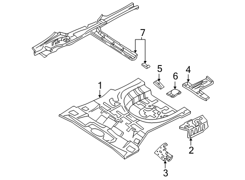 2003 Hyundai Elantra Rear Body - Floor & Rails Panel Assembly-Rear Floor Side, LH Diagram for 65531-2D010