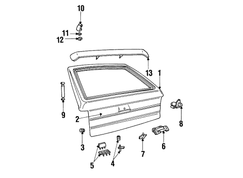 1989 Pontiac LeMans Lift Gate Support(Spring), Rear Compartment Lid(N08&Cd1-T5Q) Diagram for 90191920