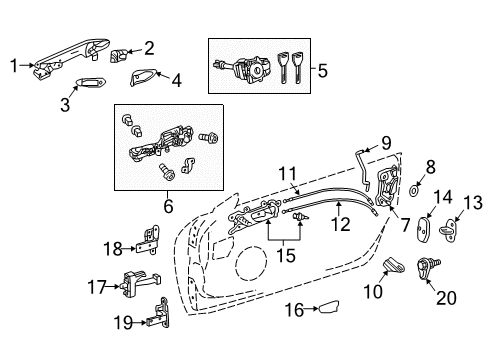 2020 Lexus RC F Door Front Door Outside Handle Assembly, Right Diagram for 69210-48110-D1