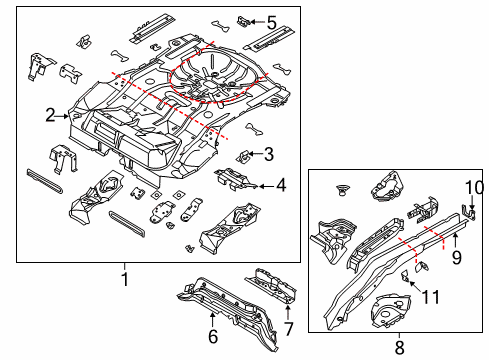 2013 Ford Focus Rear Body - Floor & Rails Floor Pan Diagram for CV6Z-5811215-A