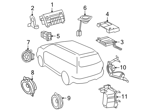 2013 Toyota Sequoia Sound System Radio Mount Bracket Diagram for 86211-0C030