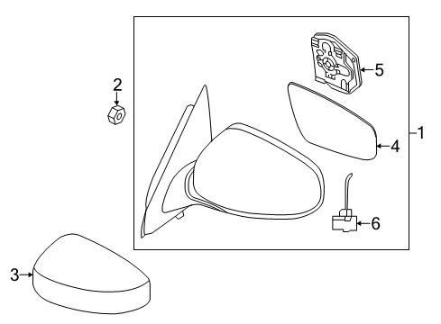 2015 Nissan Pathfinder Outside Mirrors Mirror Body Cover, Driver Side Diagram for 96374-3JA0E
