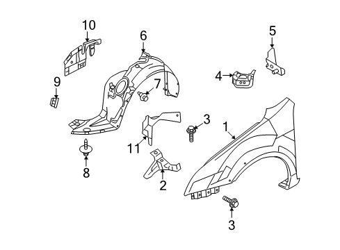 2006 Mercury Milan Fender & Components Fender Diagram for 6E5Z-16006-AA