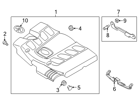 2022 Nissan Armada Engine Appearance Cover Grommet Diagram for 16557-1AA1A