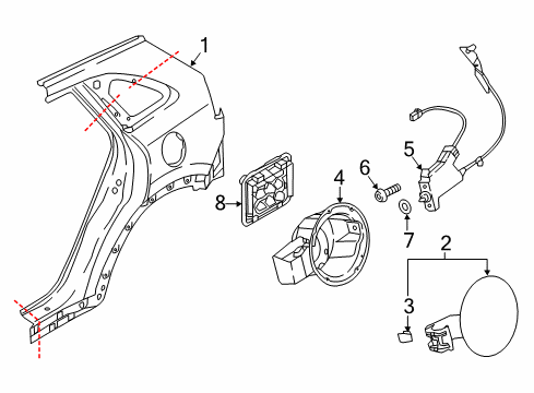 2020 Kia Niro Fuel Door Housing Assembly-Fuel Filler Diagram for 69513G5000