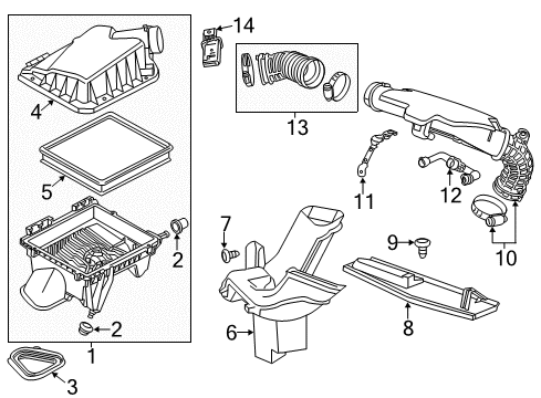 2019 Chevrolet Impala Air Intake Inlet Duct Diagram for 23114879