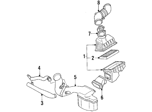 1992 Infiniti Q45 Air Intake Hose Assembly-Air Duct Diagram for 16578-60U01