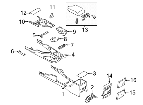 2021 Ford Ranger Console Console Panel Diagram for KB3Z-21045A36-AA