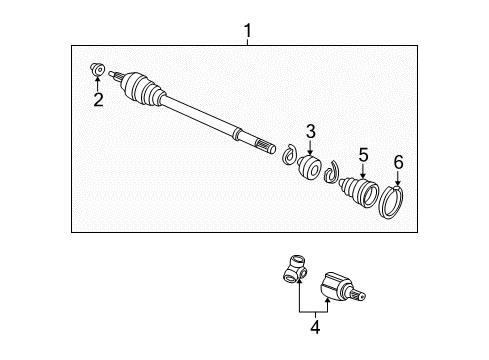 1998 Honda Civic Drive Axles - Front Driveshaft Set, Driver Side Diagram for 44011-S01-951