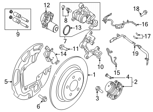 2020 Ford Edge Brake Components Rear Speed Sensor Diagram for K2GZ-2C190-F