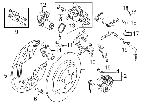 2020 Ford Edge Brake Components Caliper Diagram for F2GZ-2553-A