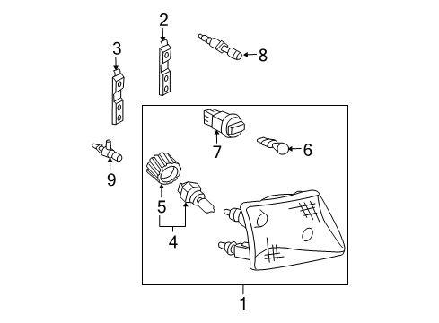 2001 Ford Ranger Bulbs Headlamp Assembly Retainer Clip Diagram for 1L5Z-13N020-BA