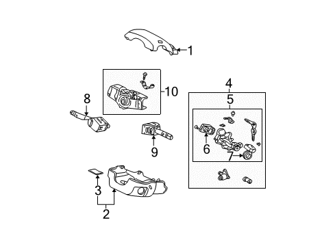 2004 Honda CR-V Switches Cylinder Set, Key *YR202L* (DARK SADDLE) Diagram for 06350-S9A-A01ZB
