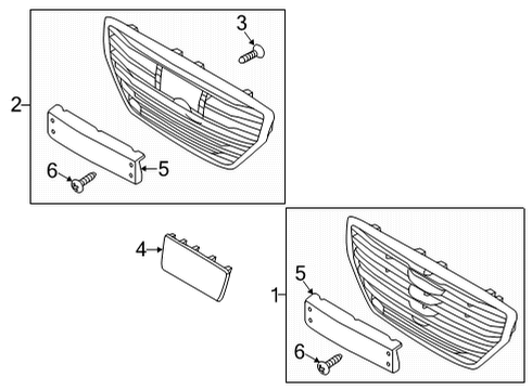 2020 Genesis G80 Grille & Components Front Bumper Grille License Plate Moulding Diagram for 86519-B1510
