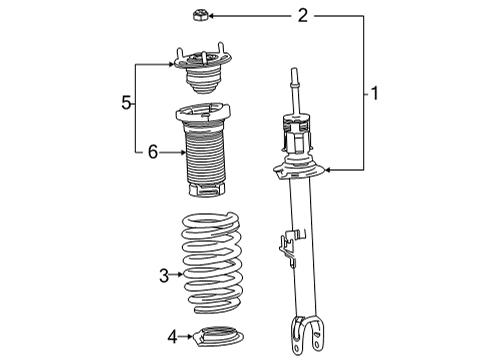 2021 Toyota Mirai Struts & Components - Front Strut Mount Diagram for 48680-62010