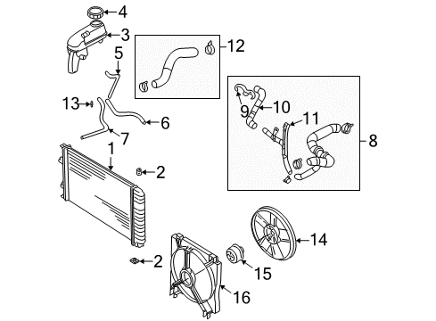 2002 Pontiac Sunfire Radiator & Components Inlet Pipe Diagram for 12564068